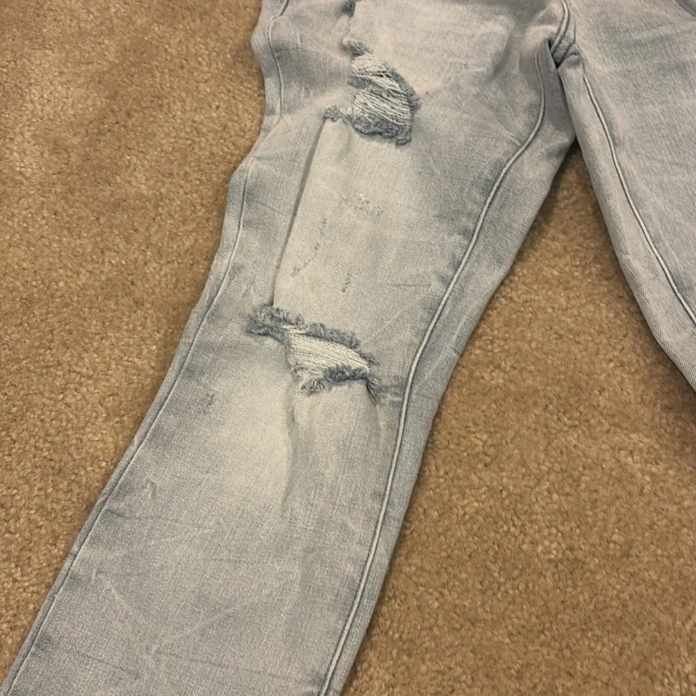 Light Blue Distressed Men's Pacsun  Jeans distroyed stack jeans skinny stretch - Picture 4 of 7